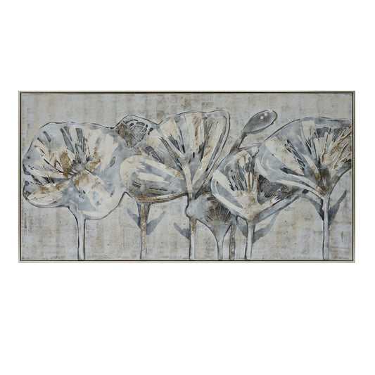 61x31, Flowers Oil Painting, Gray