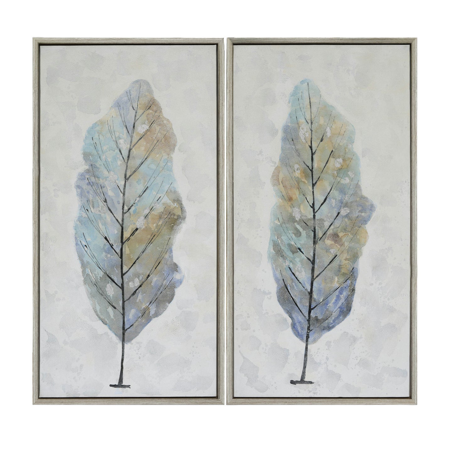 42x22, S/2, Leaf Oil Painting, Multi