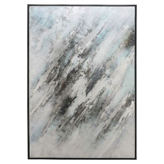 50x74 Abstract Canvas, Gray On Black Frame