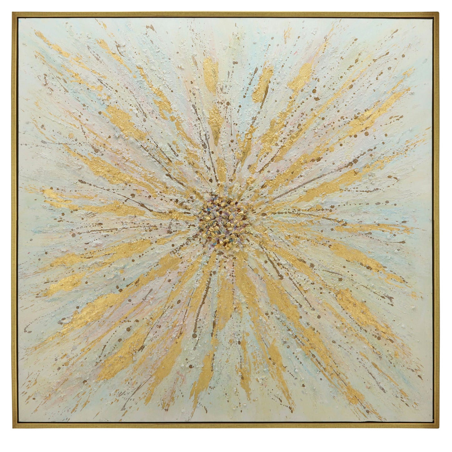 52x52 Gold Bursts Canvas On Gold Frame