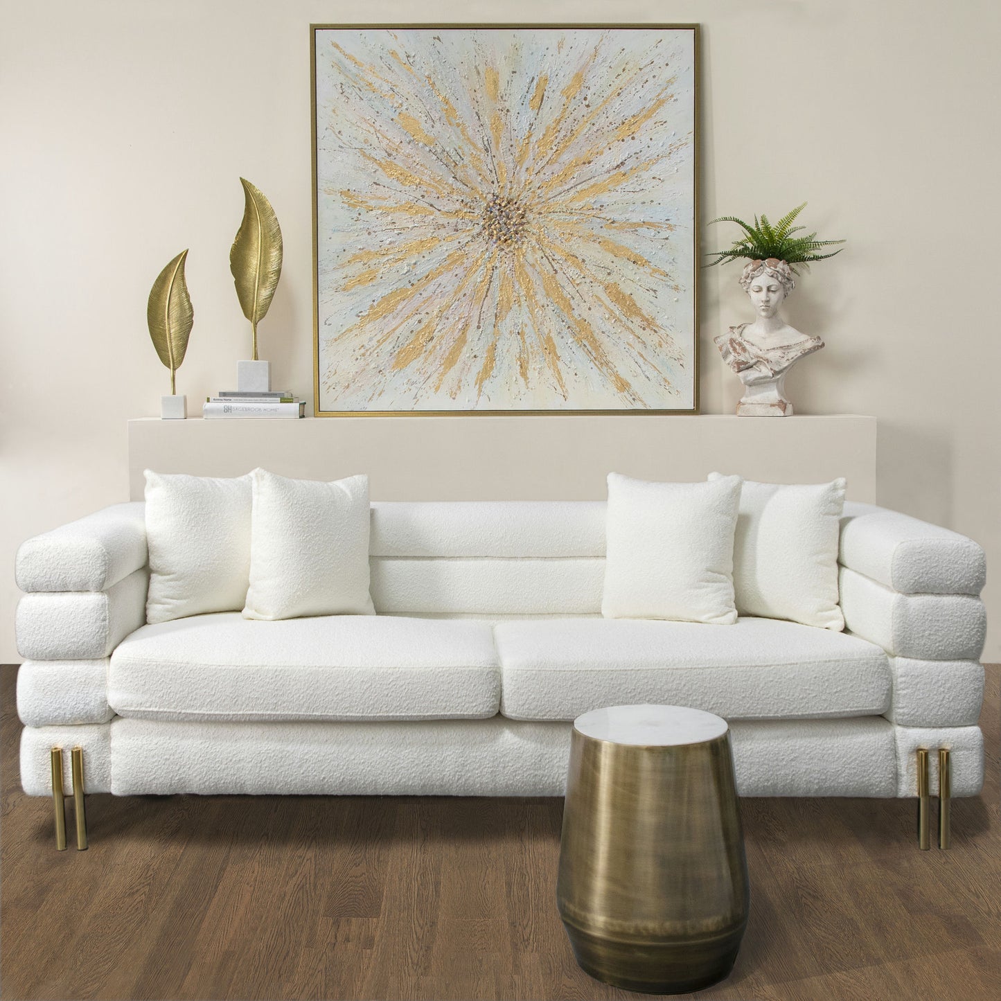 52x52 Gold Bursts Canvas On Gold Frame