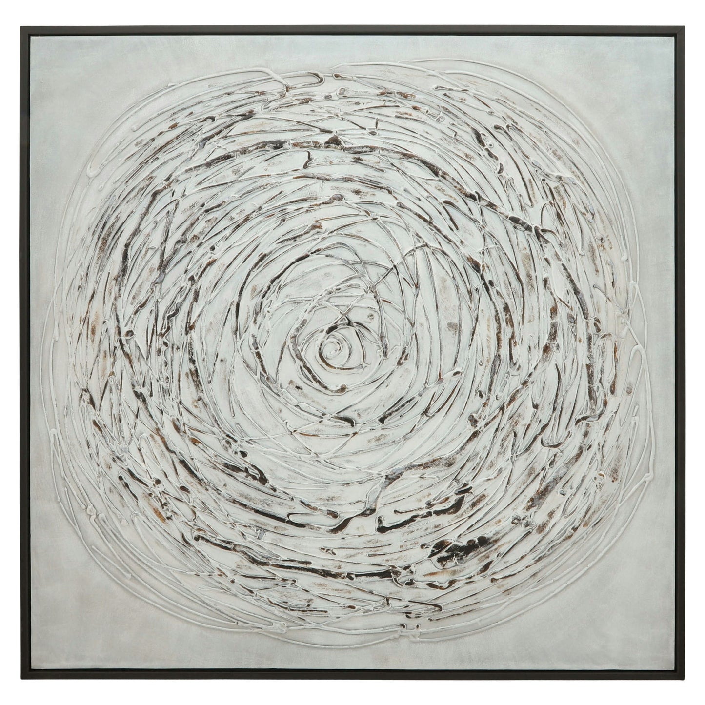 52x52 Swirl Painting, Gray On Black Frame