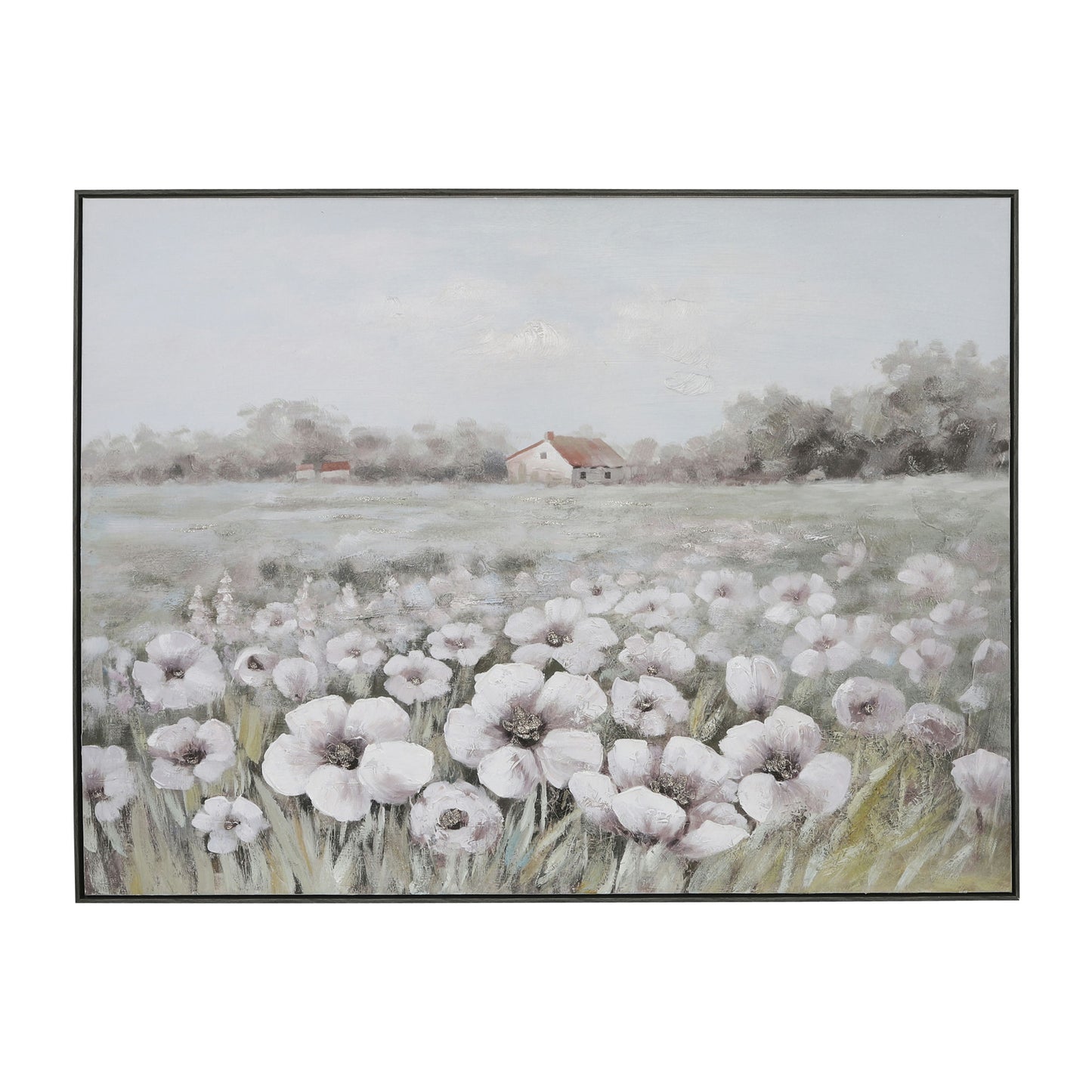 36x48 Hand Painted Flowers Farm - Framed