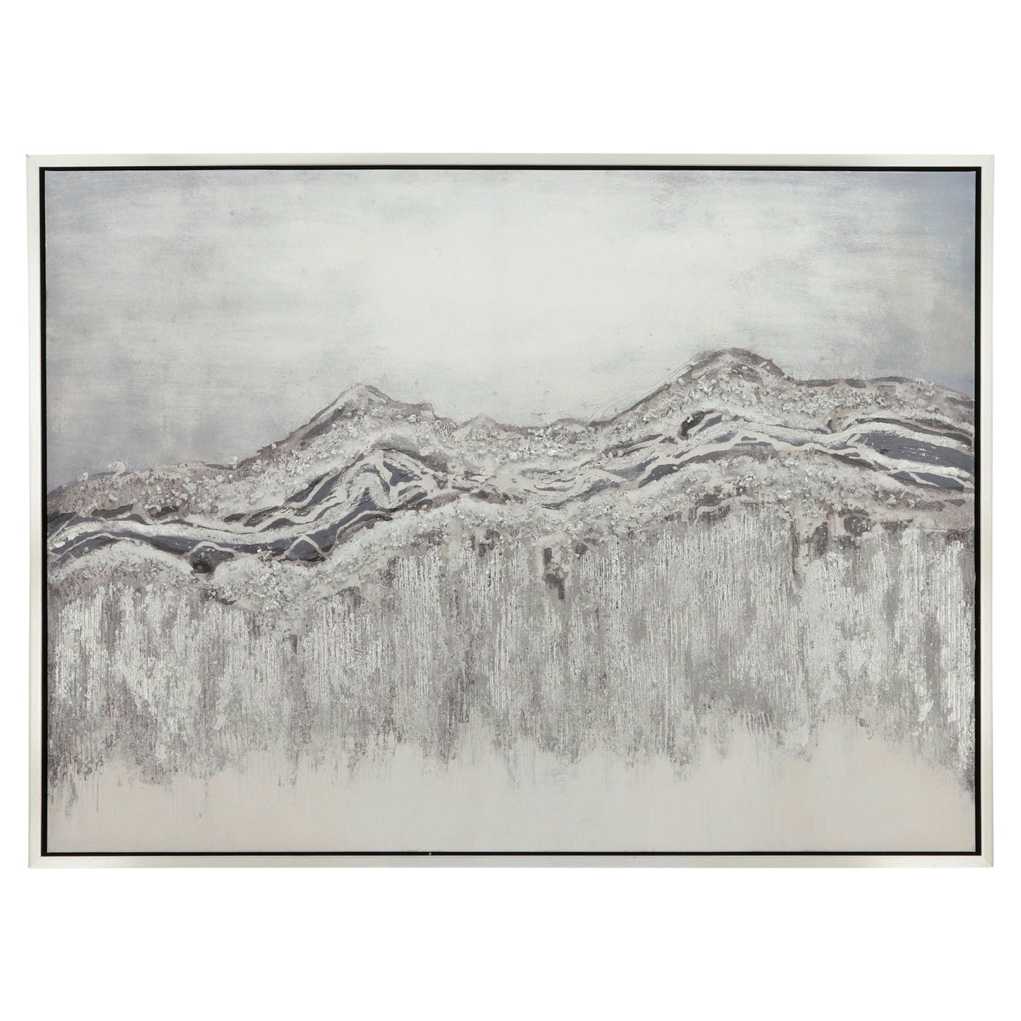 47x35 Handpainted Mountain Canvas, Gray