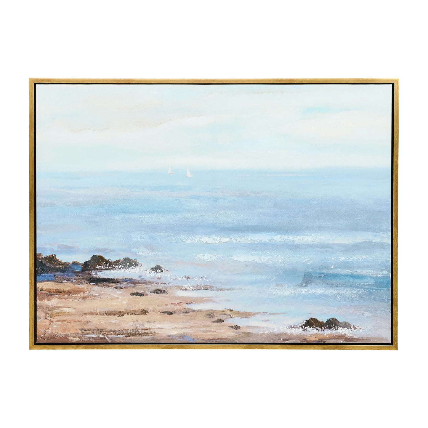 47x35 Ocean Hand Painted Canvas, Blue