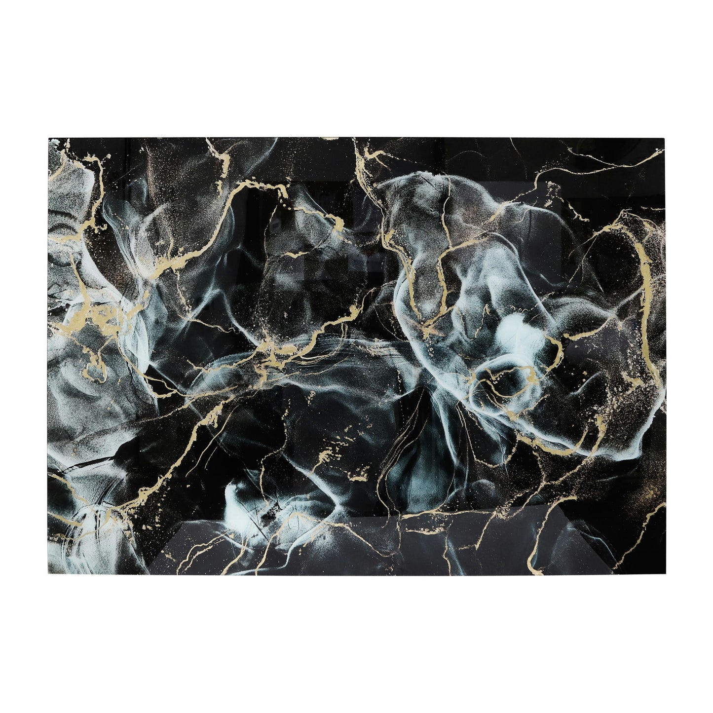 63x43 Abstract Metallic Tempered Glass Art, Multi