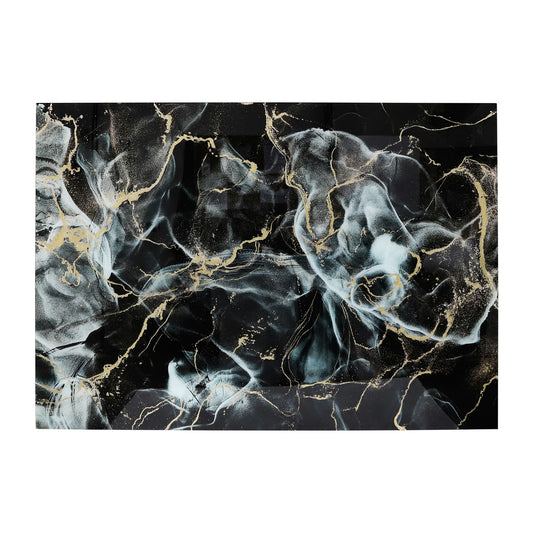 63x43 Abstract Metallic Tempered Glass Art, Multi