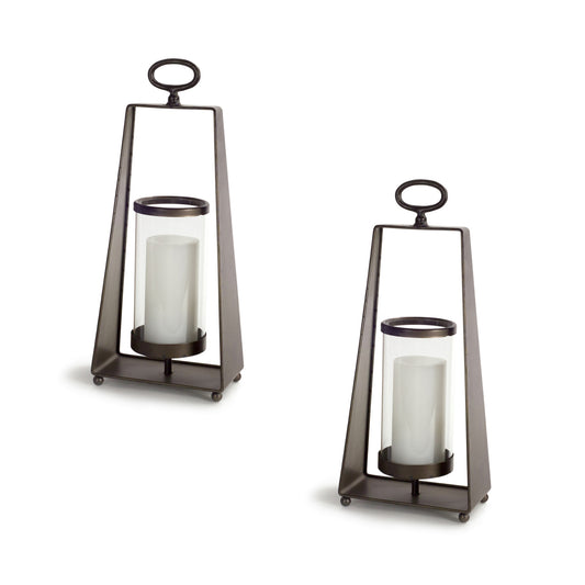 Candleholder (Set Of 2) 18"H Metal/Glass