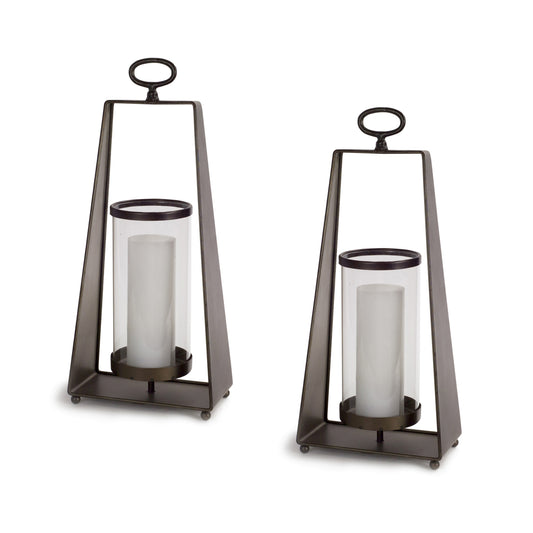 Candleholder (Set Of 2) 21"H Metal/Glass