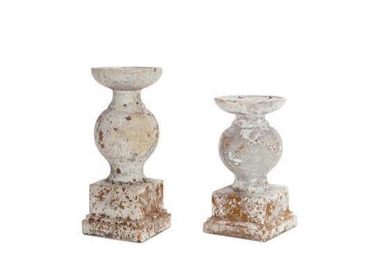 Candleholders (Set Of 2) 11"H, 14"H Cement
