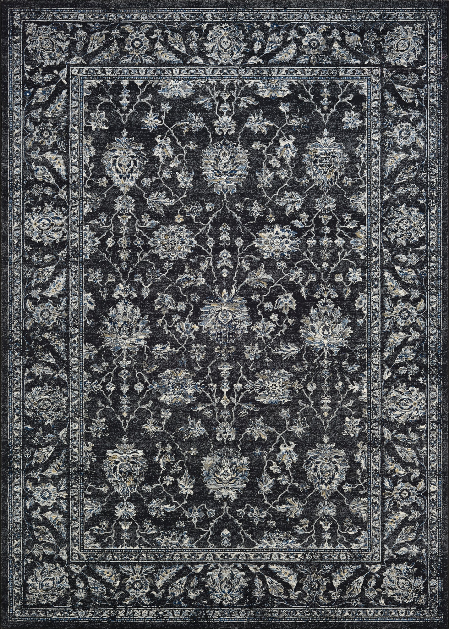 Couristan Sultan Treasures All Over Mashhad Black Runner Rug 2'7" x 7'10"