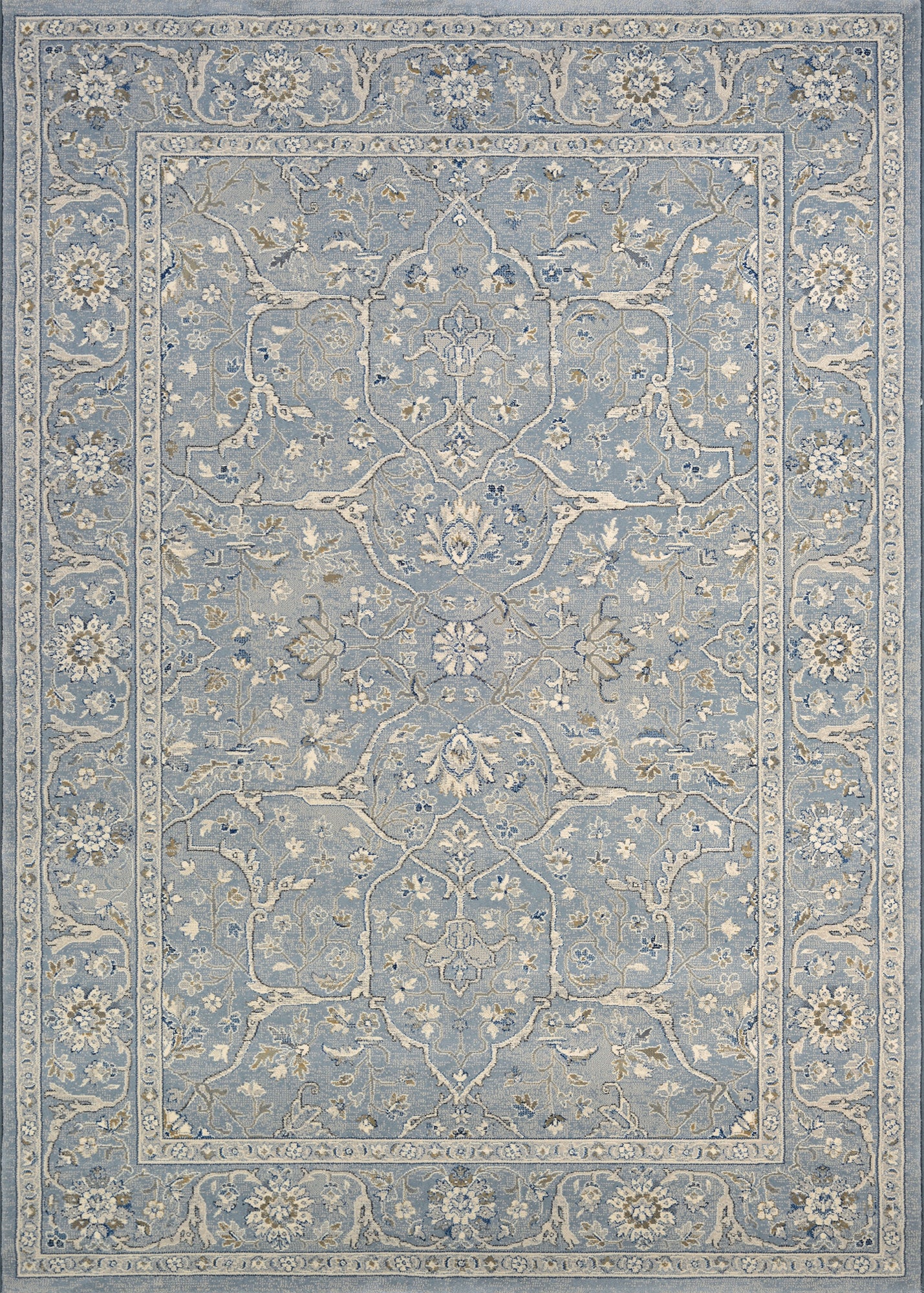 Couristan Sultan Treasures Floral Yazd Slate Blue Rug 5'3" x 7'6"