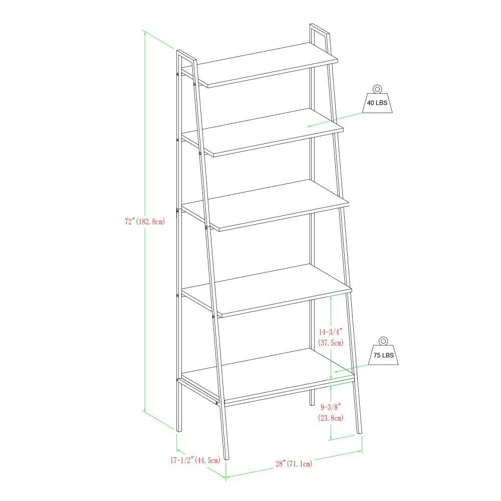 72" Industrial Ladder Bookcase - Dark Walnut