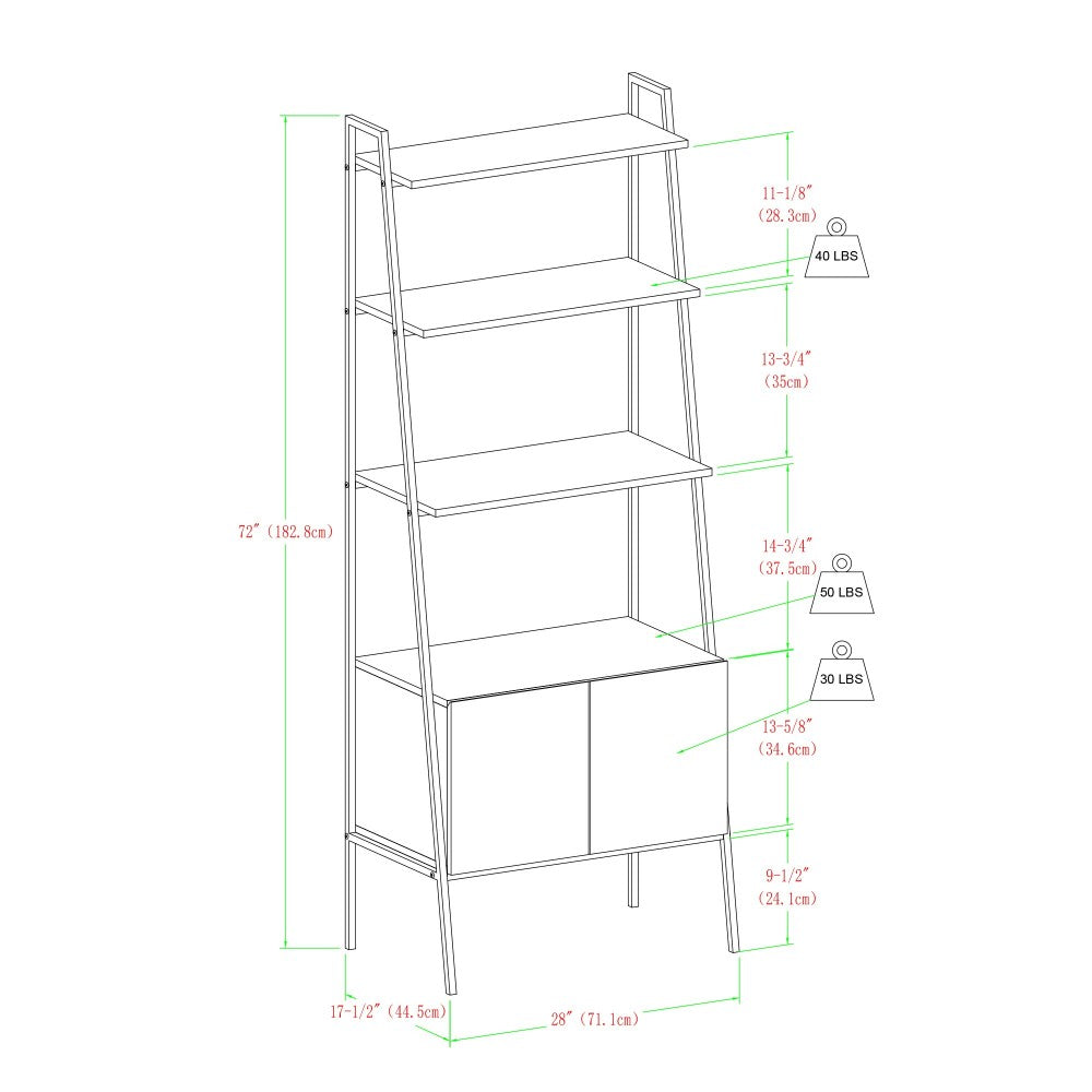 72" Industrial Wood Ladder Bookcase - Dark Walnut