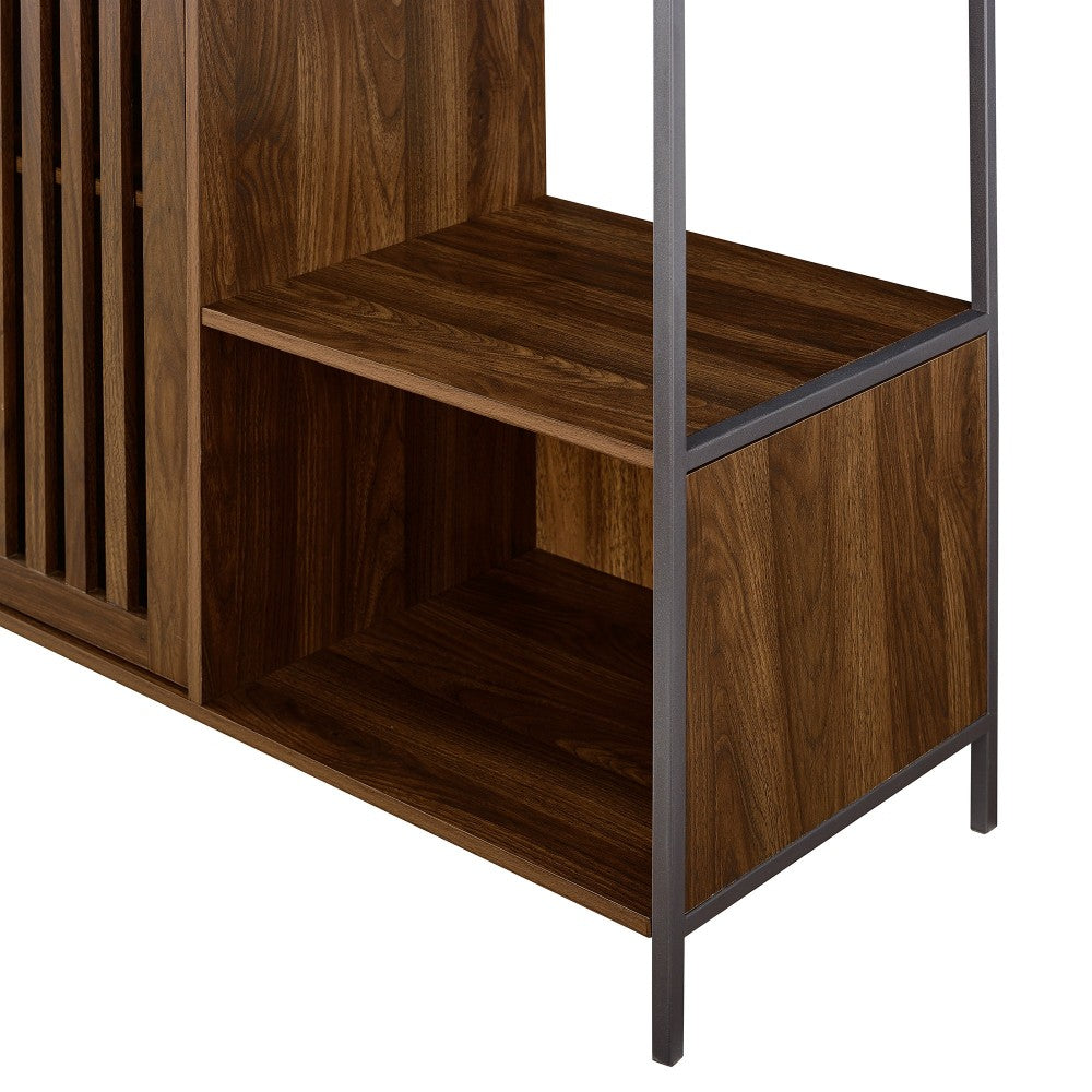 72" Slat Door Metal and Wood Hall Tree - Dark Walnut