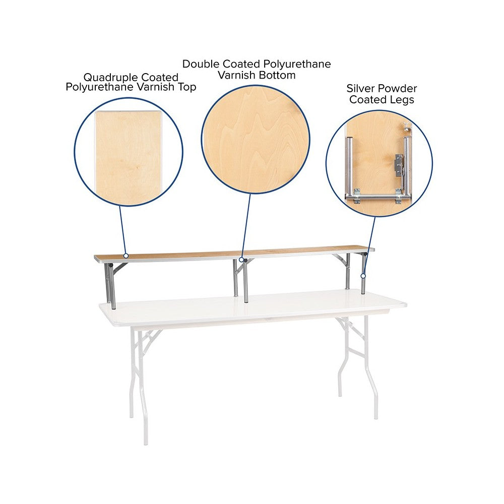 72'' x 12'' x 12'' Birchwood Bar Top Riser with Silver Legs