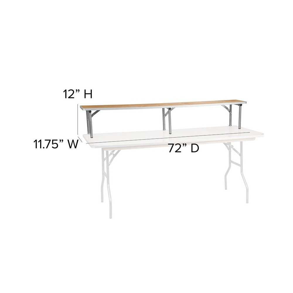 72'' x 12'' x 12'' Birchwood Bar Top Riser with Silver Legs