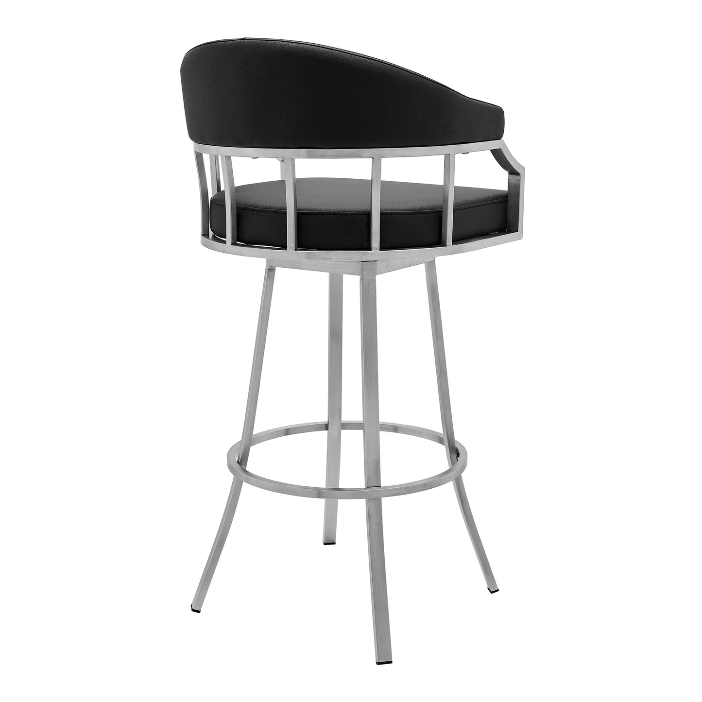 Palmdale Swivel Modern Black Faux Leather 30" Barstool