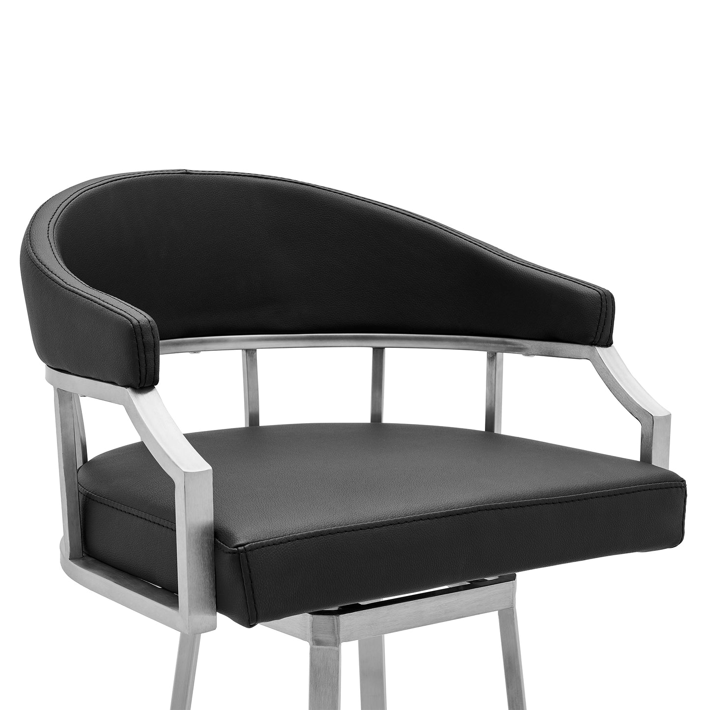 Palmdale Swivel Modern Black Faux Leather 30" Barstool