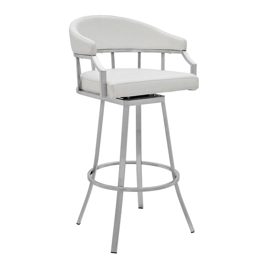 Palmdale Swivel Modern White Faux Leather 30" Barstool