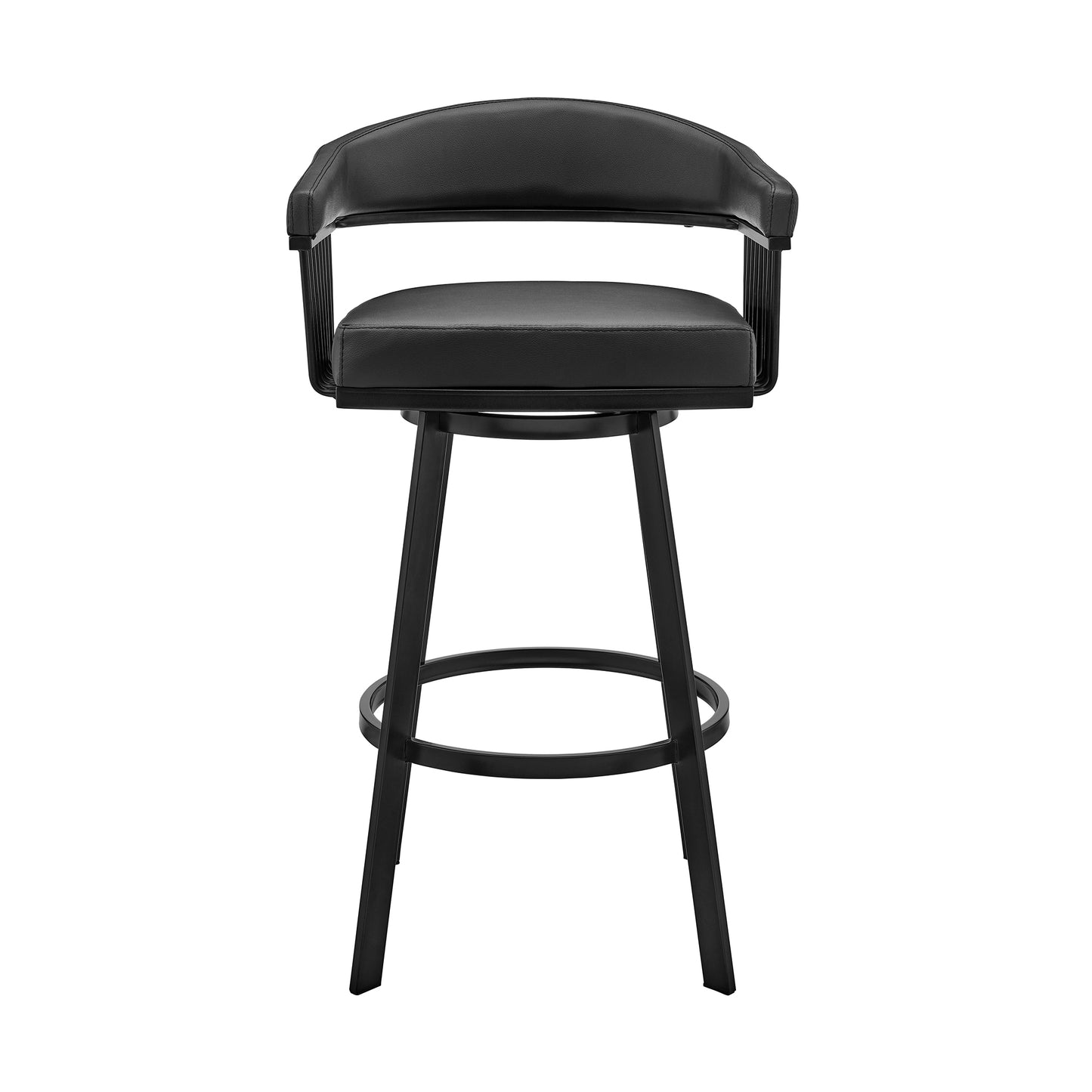 Bronson 25" Counter Height Swivel Bar Stool in Black Faux Leather
