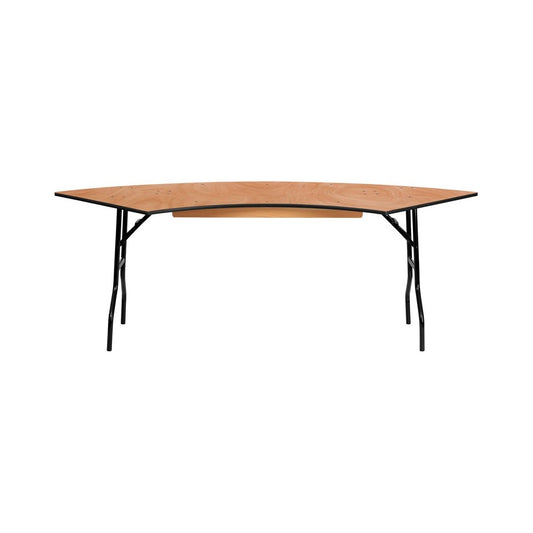 7.25 ft. x 2.5 ft. Serpentine Wood Folding Banquet Table