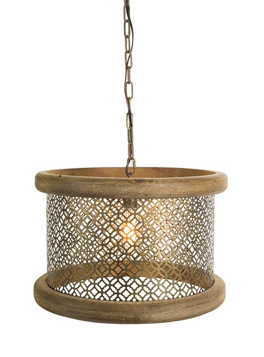 Hanging Lamp 19.5"D x 52.5"H Wood/Iron