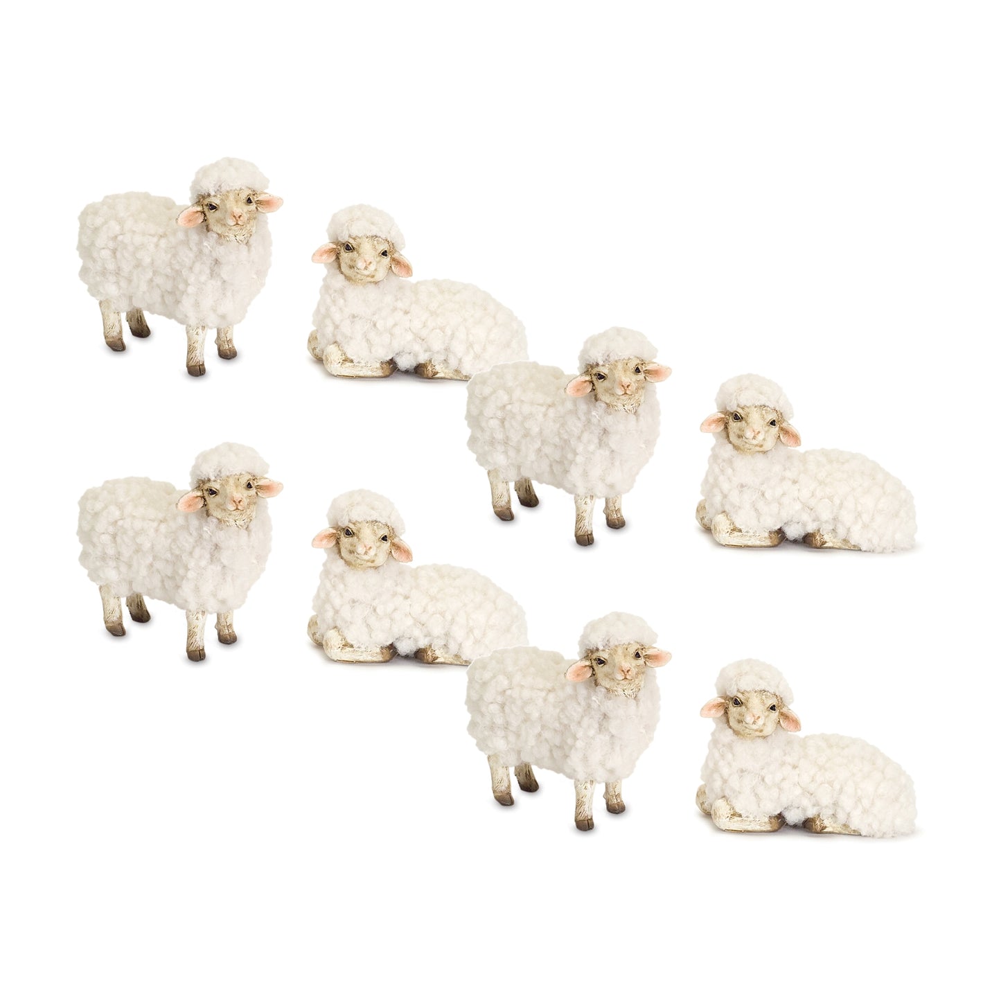 Sheep (Set Of 8) 3"H, 3.5"H Resin