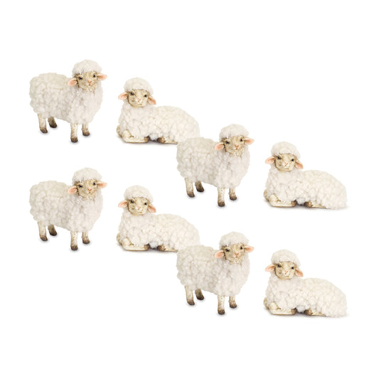 Sheep (Set Of 8) 3"H, 3.5"H Resin