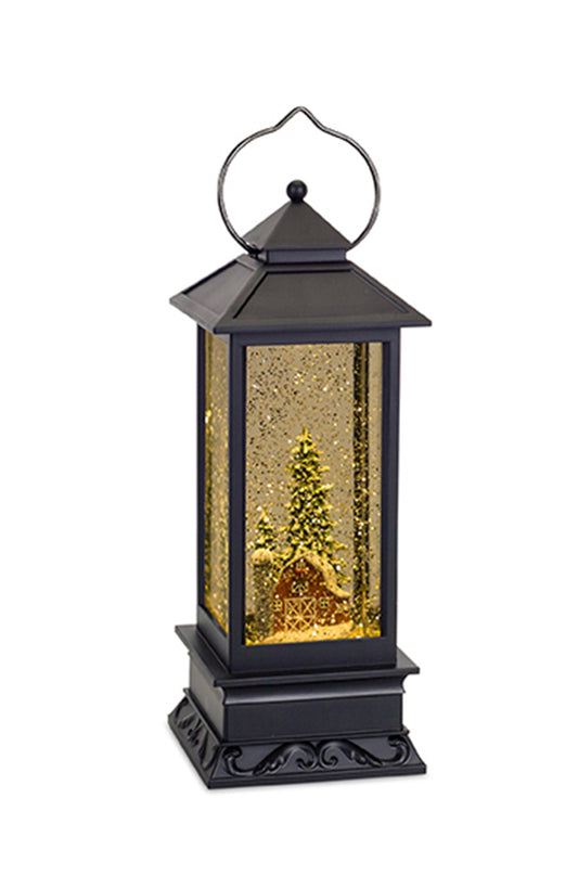 Lantern Snow Globe With Barn 10.5"H Plastic