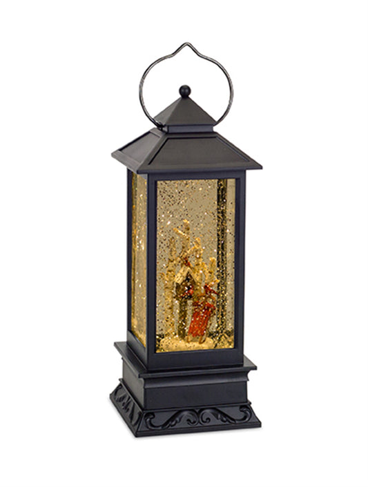 Lantern Snow Globe With Birdhouse And Sled 10.5"H Plastic