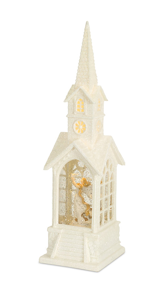 Church Snow Globe With Angel 16.25"H Plastic