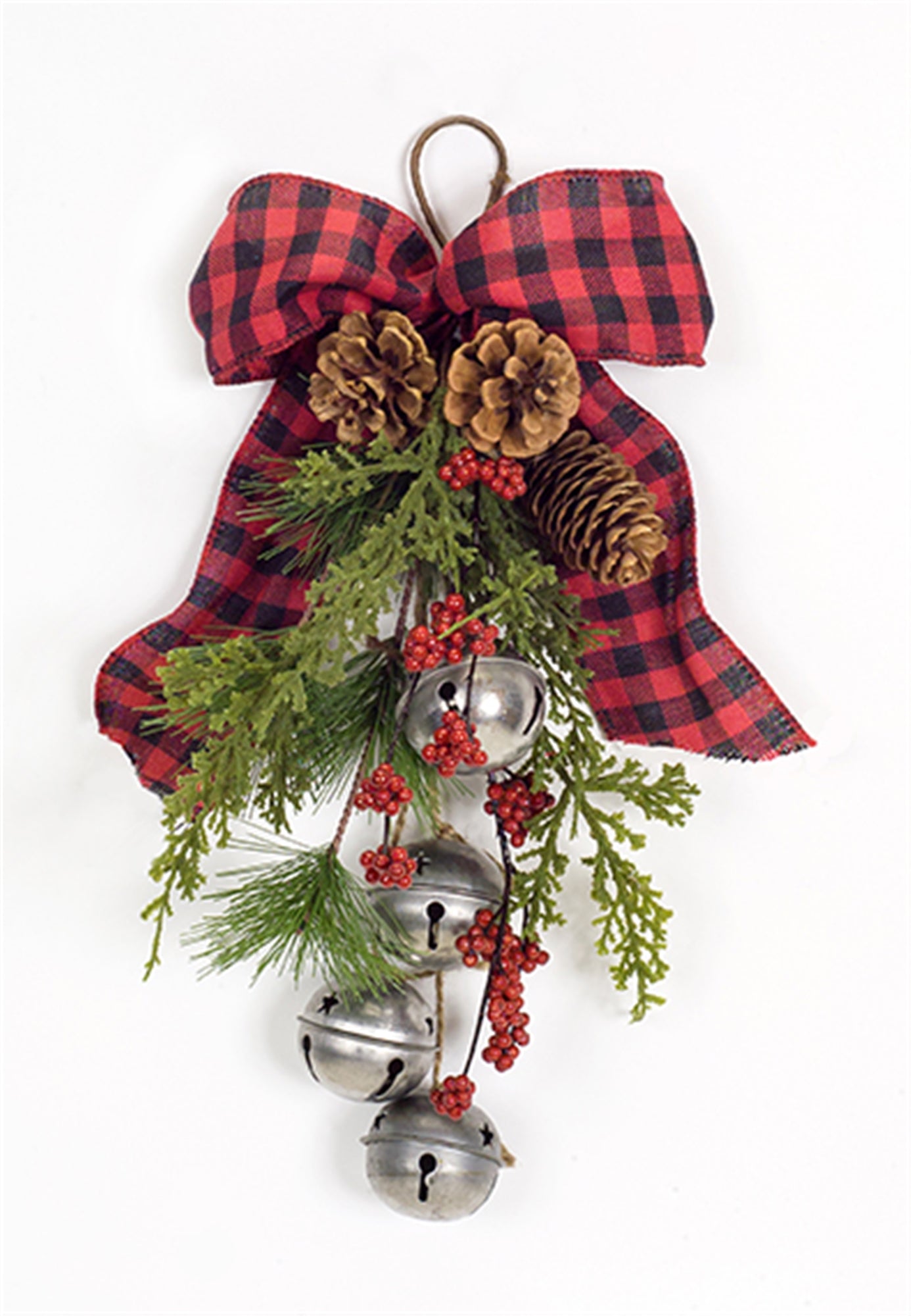 Pine/Bell Package Tie (Set Of 6) 15"H Polyester