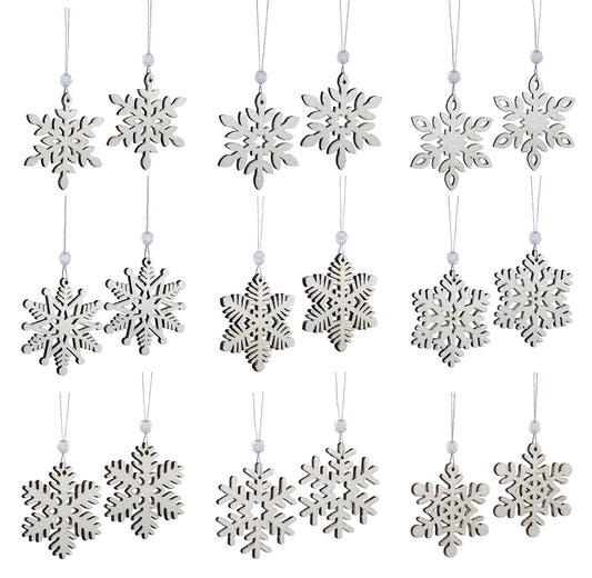 Snowflake Ornament (2 Boxes Of 18) 2.5"D Wood