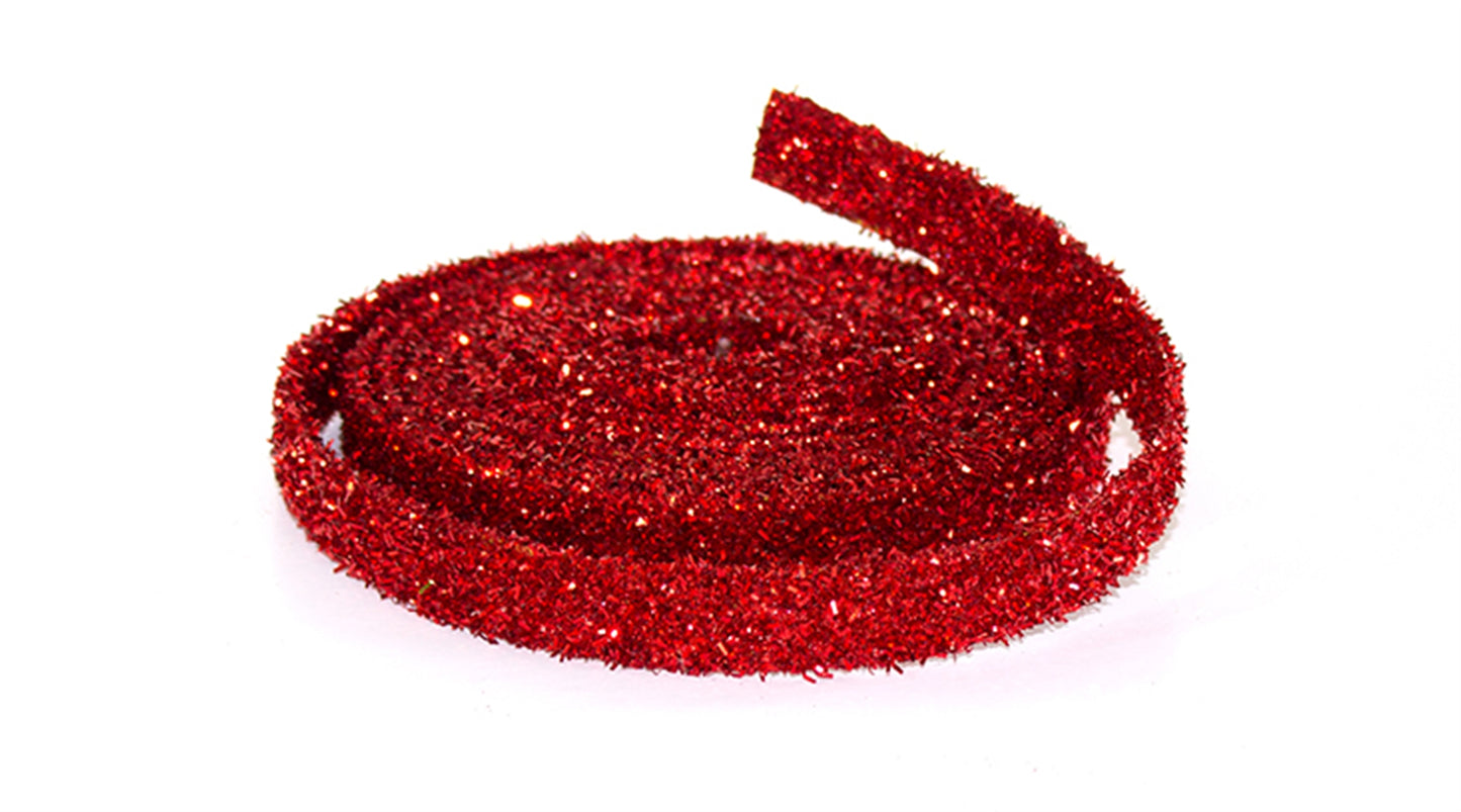 Glitter Rope (12 Rolls) 1" x 15'L Plastic, Red