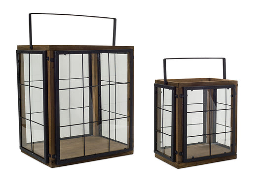 Box (Set Of 2) 14.5"H, 19.75"H Wood/Metal