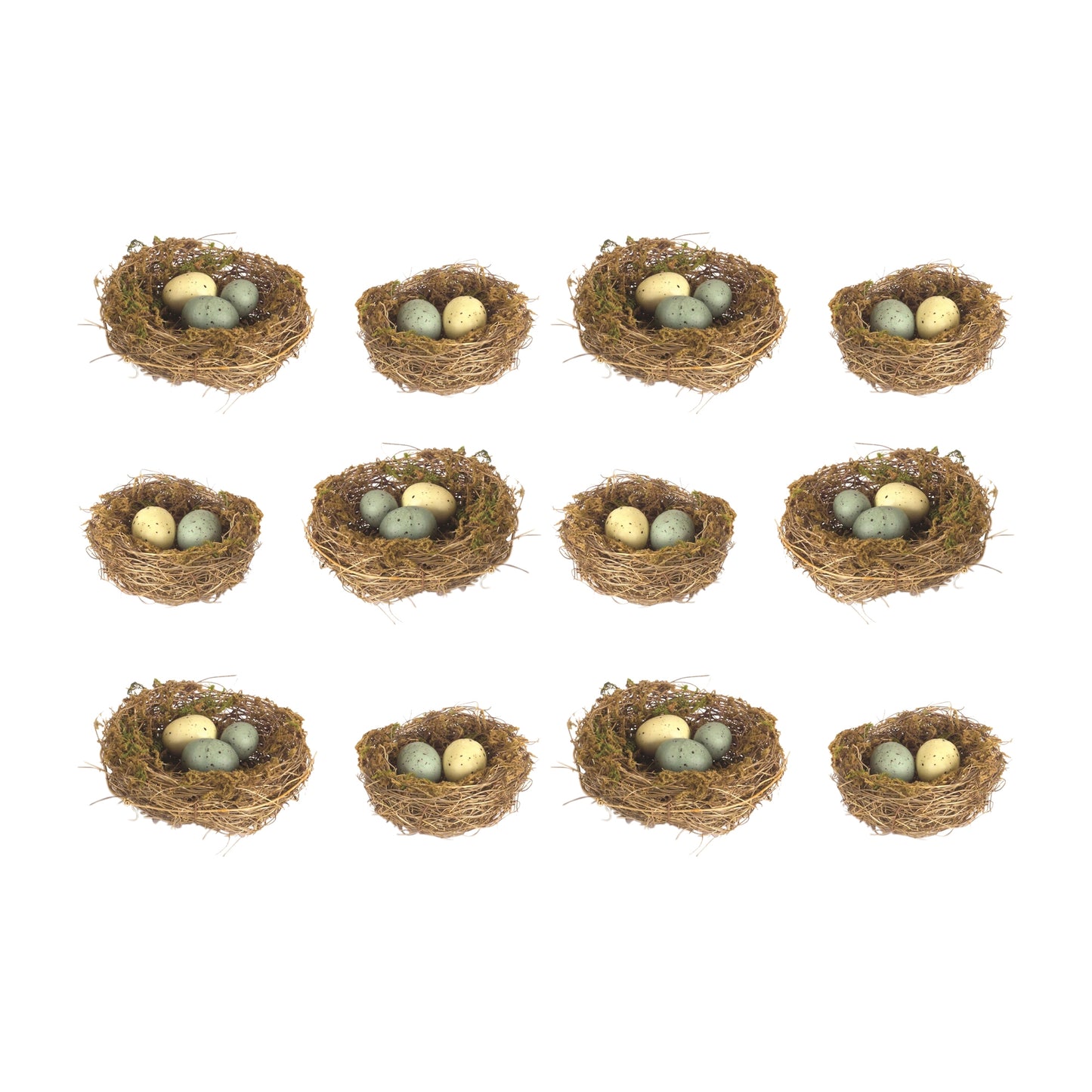 Nest With Eggs (Set Of 12) 4"D, 5.5"D Angel Vine