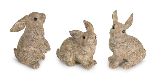 Rabbit (Set Of 3) 5.5"H, 7"H Stone Powder/Resin