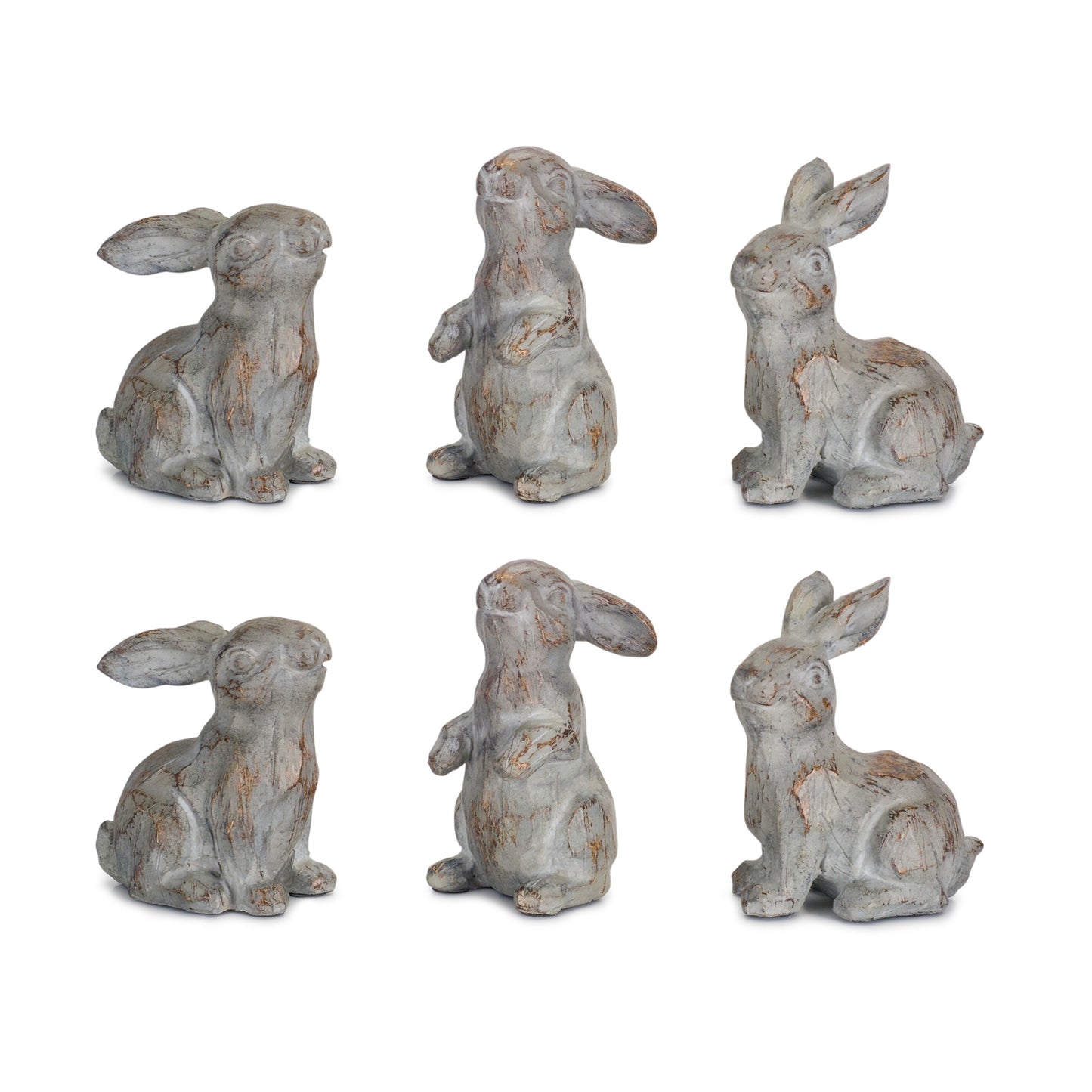 Rabbit (Set Of 6) 3.75"H Stone Powder/Resin
