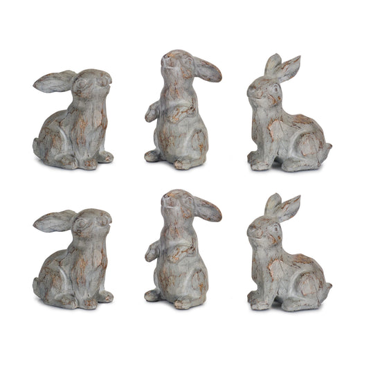 Rabbit (Set Of 6) 3.75"H Stone Powder/Resin