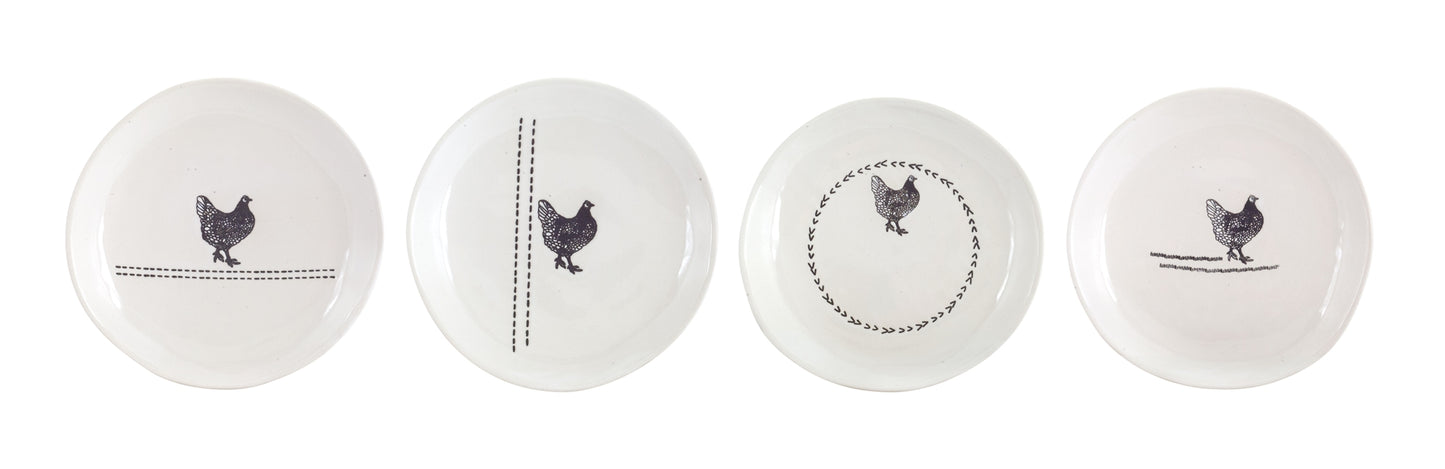 Chicken Plate (Set Of 8) 6.5"D Stoneware