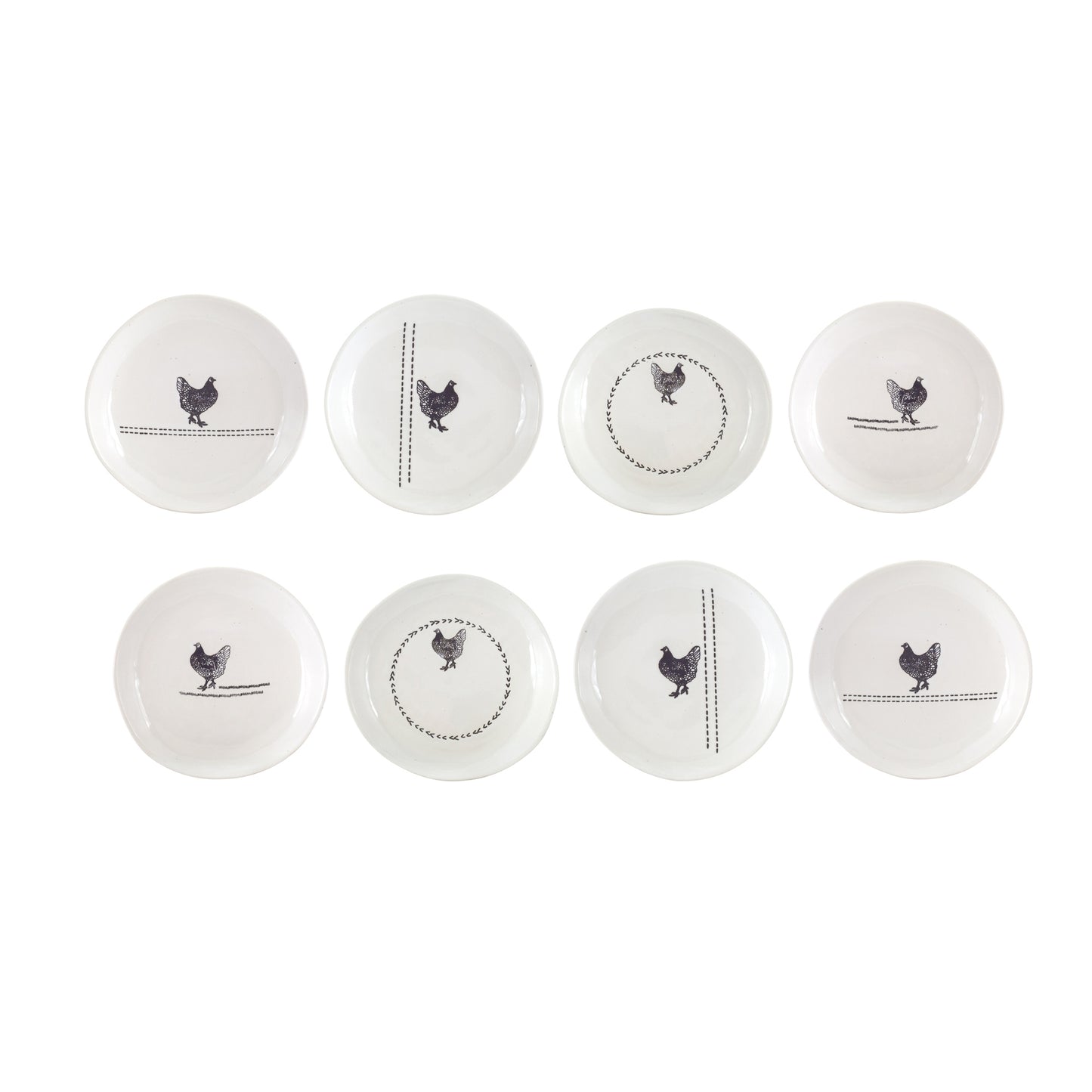 Chicken Plate (Set Of 8) 6.5"D Stoneware