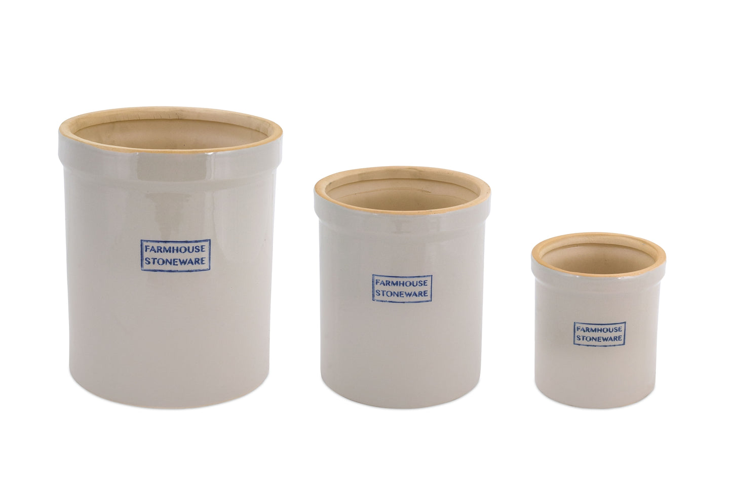 Crock (Set Of 3) Waterproof 5"H, 7.25"H, 9.25"H Ceramic