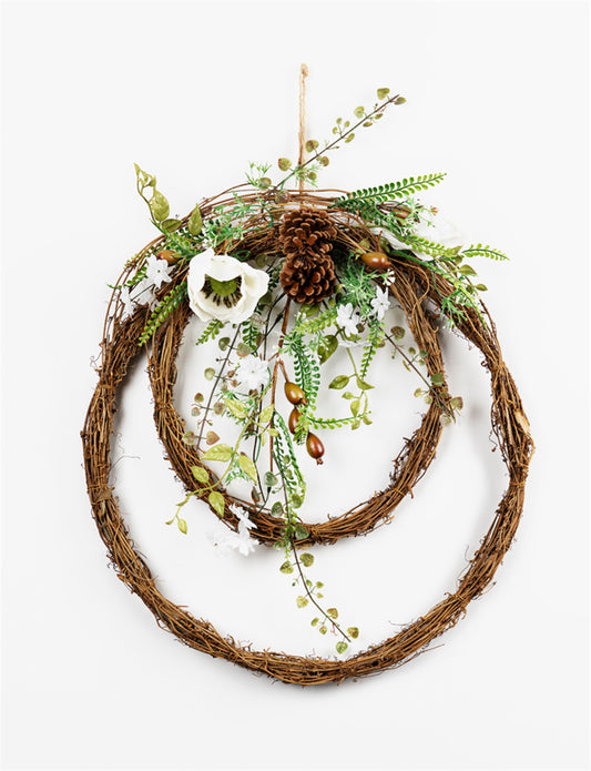 Magnolia Rattan Double Wreath (Set Of 2) 19"