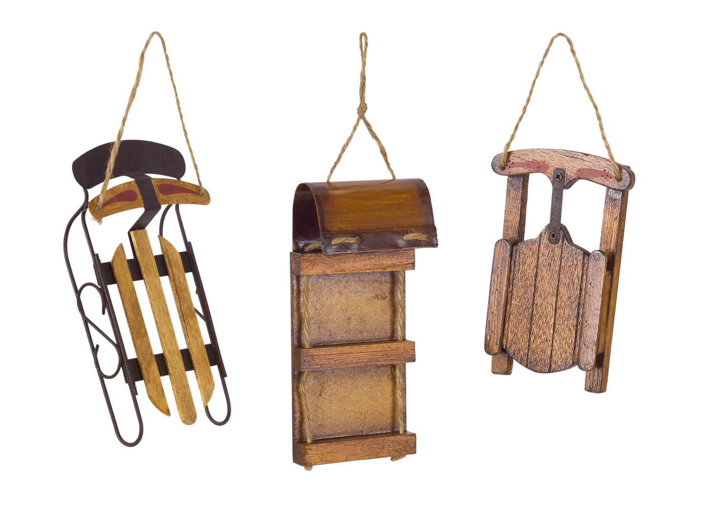 Sled Ornament (Set Of 12) 5.75"H Wood