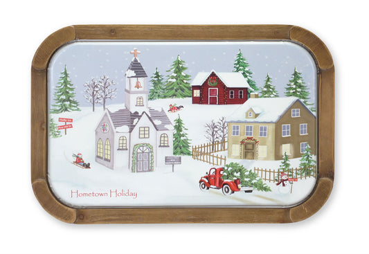 Church With House And Truck 23.75"L x 15.75"H Iron/Mdf