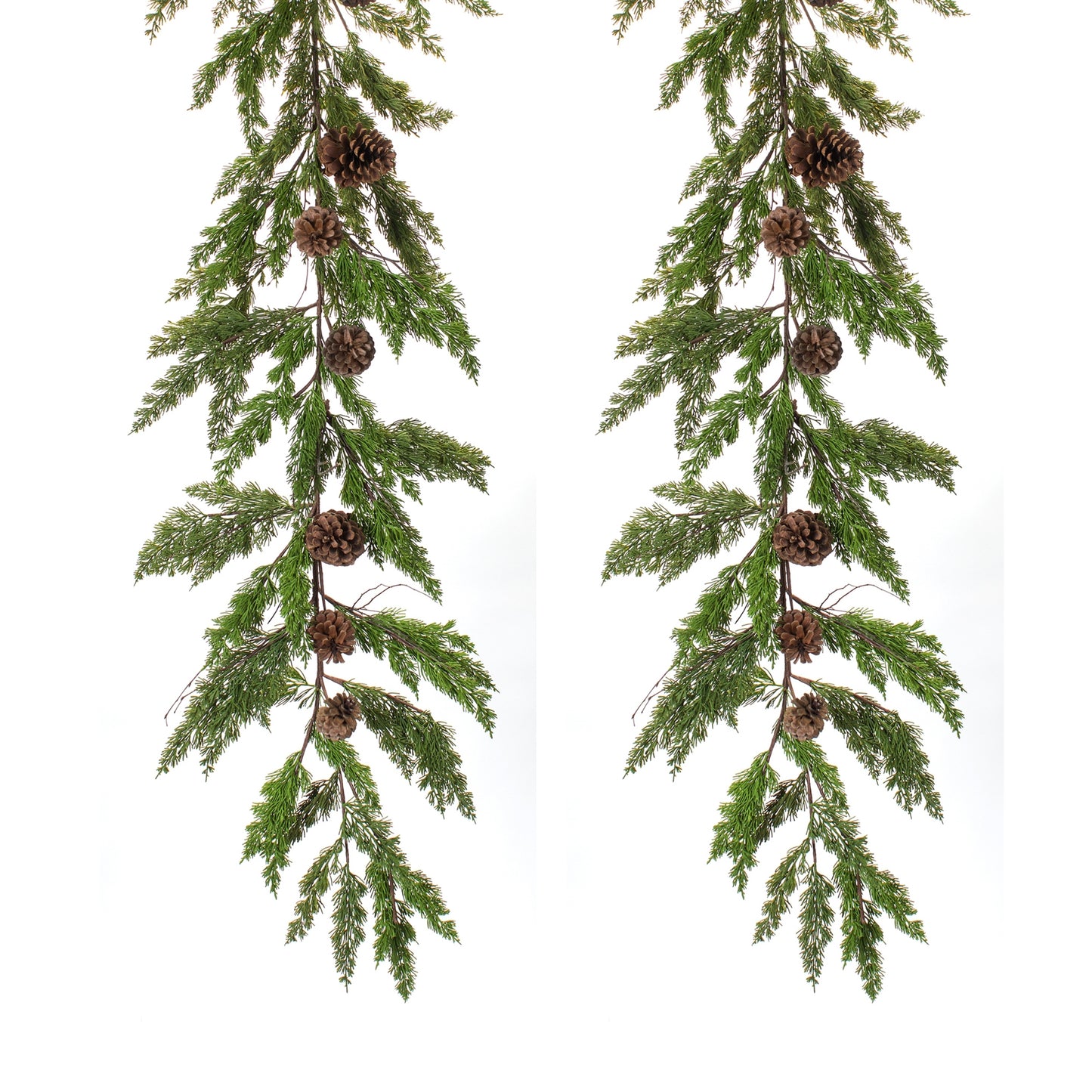 Pine And Cone Garland (Set Of 2) 6'L Plastic