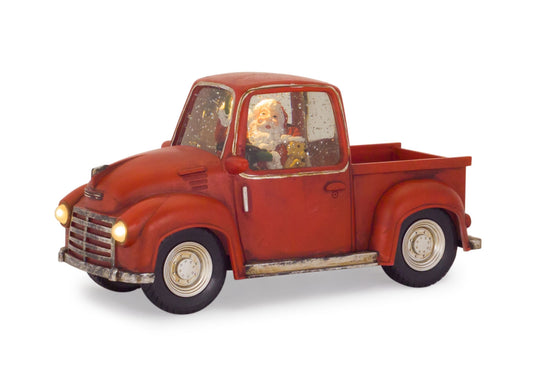 Truck Snow Globe W/ Santa With Timer 11.25"L x 6"H Plastic