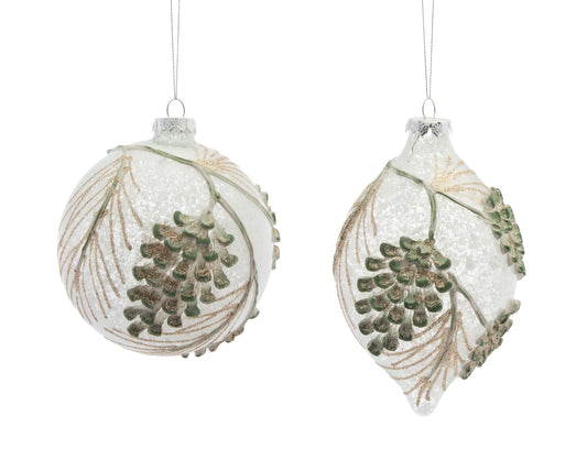 Pine Cone Ornament (Set Of 6) 5.75"H, 7"H Glass