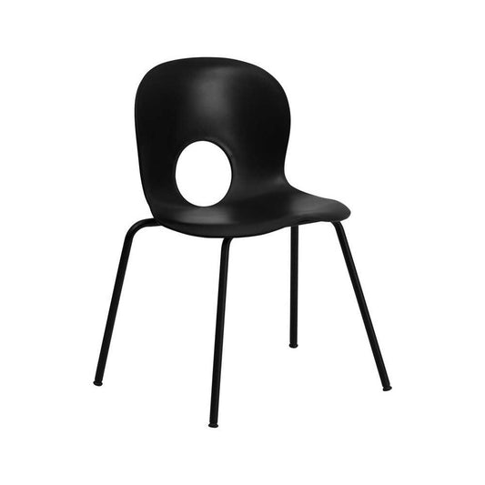 770 lb. Capacity Designer Black Plastic Stack Chair with Black Frame